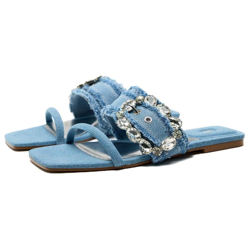 Zara Flache Schnallensandalen Damen Sandalen Blau 2648210043
