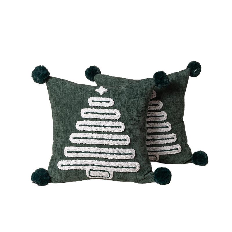 45X45CM Christmas Embroidery Throw Pillow Cover Christmas Tree Pattern Waist Cushion Cover Decor Home Decorative Pillowcase