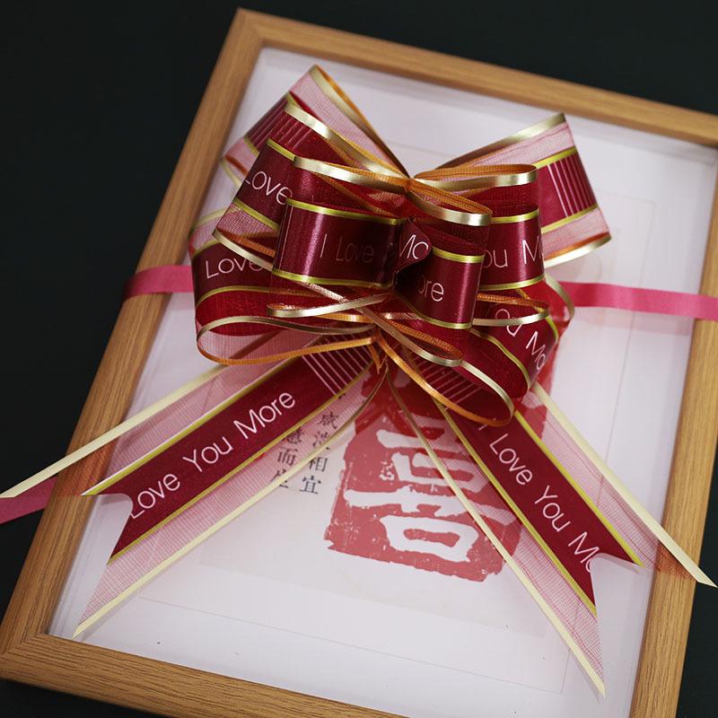 Wedding Car Mirror Pull-Flower Bow and Gift-Packaged Qixi Flower Bouquet