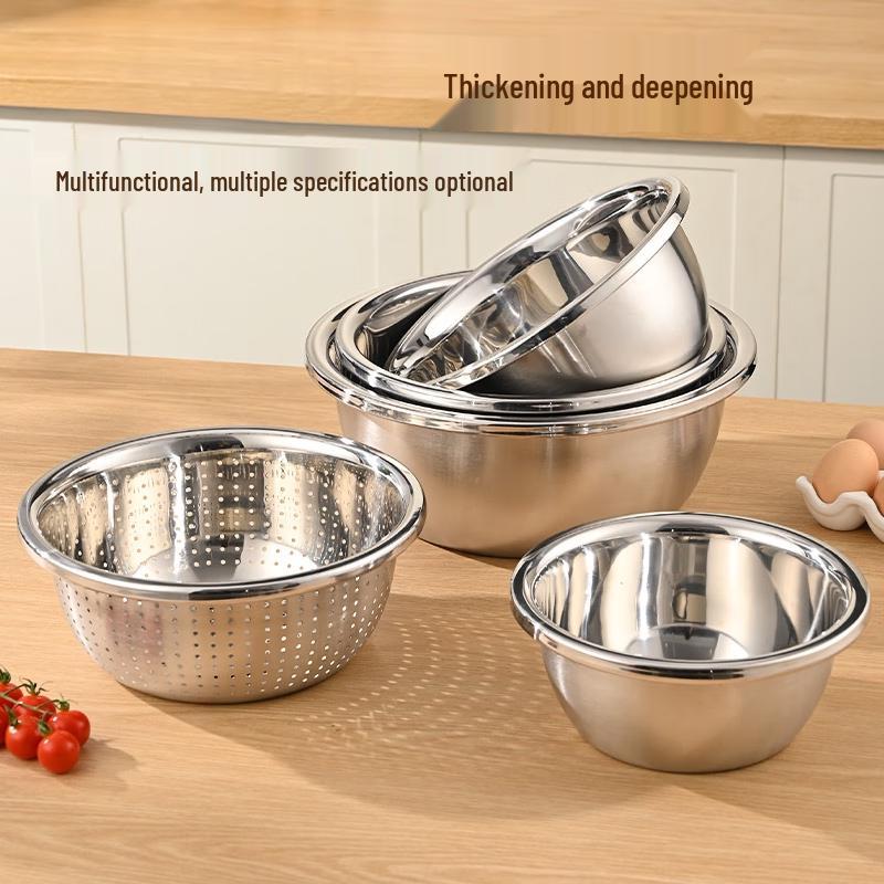 32CM Thickened Stainless Steel Basin & Colander Set