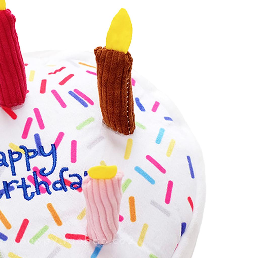 Birthday Cake Stuffed Toy Funny Soft Birthday Cake Chew Toy for Dogs Cats 7.87x8.27in