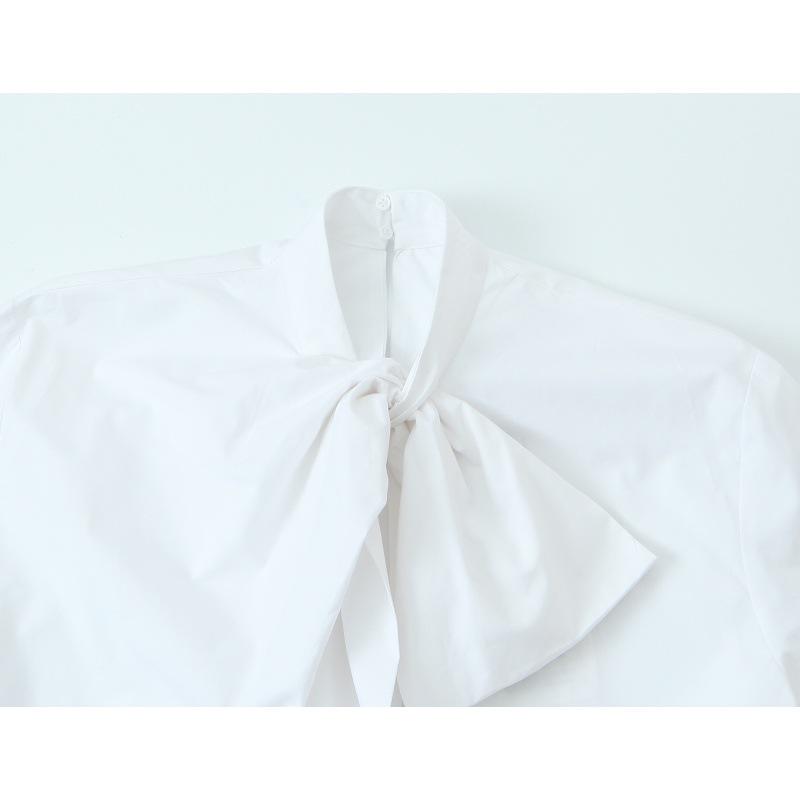 European & American Style 2026 Spring French Poplin Bow Tie Shirt