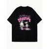 Übergroßes T-Shirt Schwarz Yliling To Future Grafikdruck mit pinkem Text und abstraktem Design für Freizeitkleidung und Streetstyle