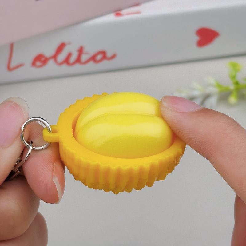 Mini Durian Fruit Keychain Cute Realistic Design Sturdy Metal Clasp for School Backpack Daily Use