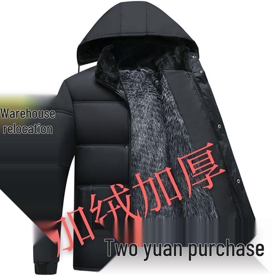 Manteau en Coton Velours Chaud Grande Taille pour Homme - Mi-Longueur, Coupe Ample pour Hommes d'Âge Moyen et Personnes Âgées