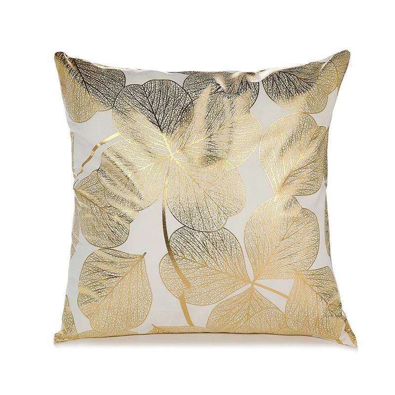 New Bronzing Geometric Leaf Pillowcase Simple Creative Pillowcase Office Sofa Cushion