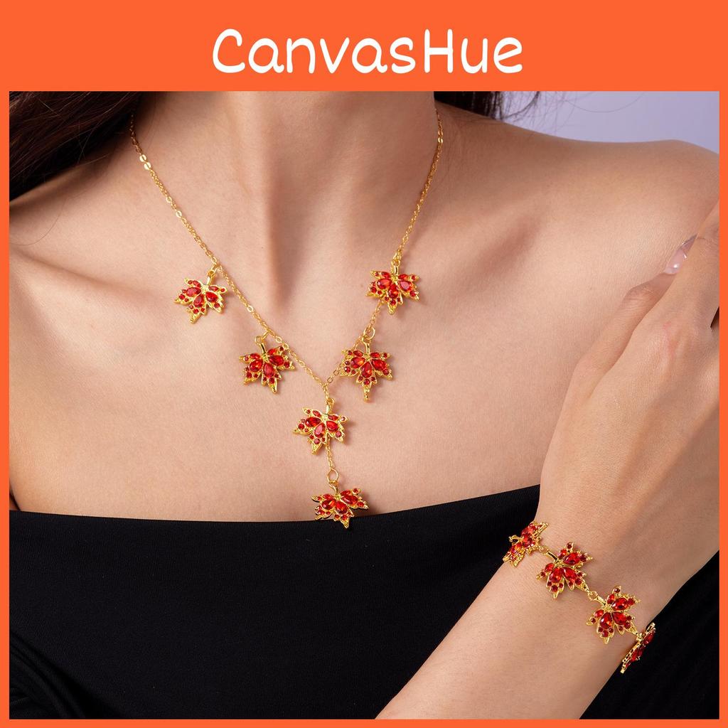 Autumn Red Maple Leaf Necklace For Women Men With Alloy Pendant And O Link Chain