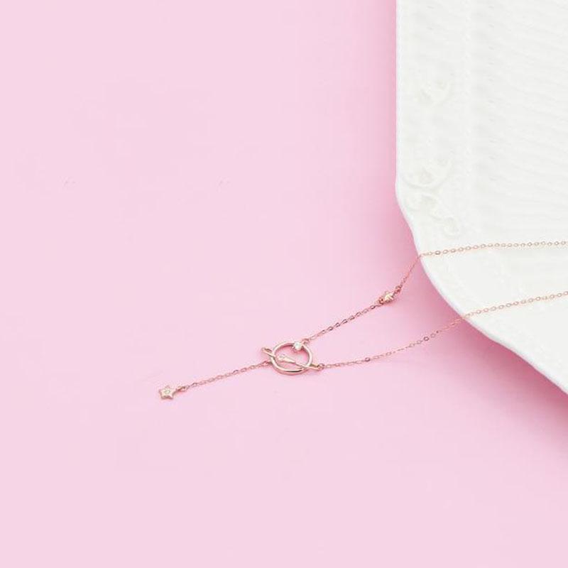 Rose Gold Plated Color Gold Niche Hollow Planet Necklace Simple Women'S Pure Purple Gold Variable Set Chain