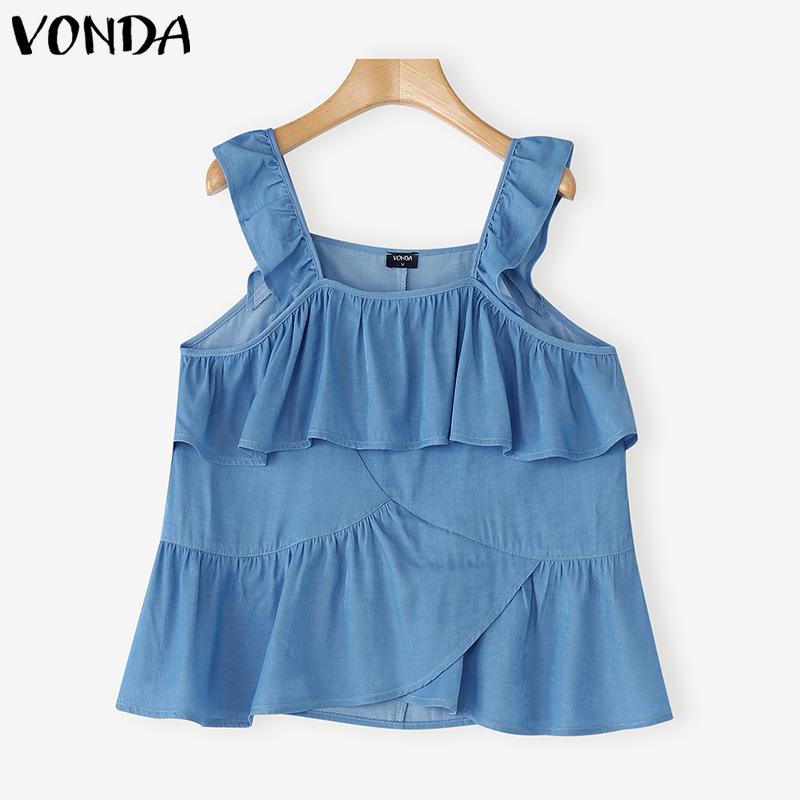 VONDA Femei Vară Bretele Fără Mâneci Straturi Neregulate Volane Maiouri Casual