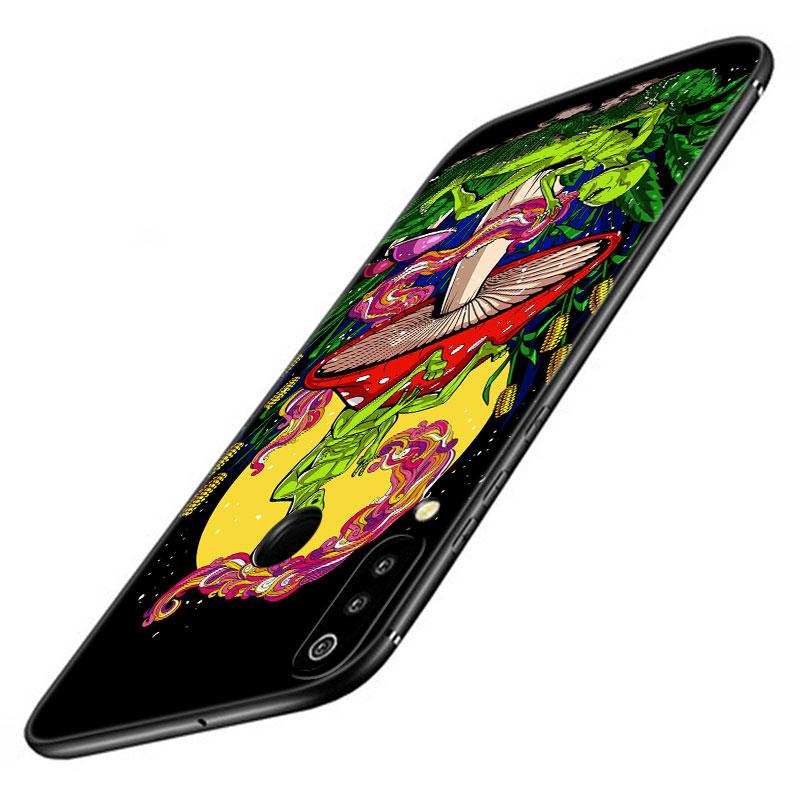 Aesthetic Trippy Mushrooms Phone Case For Samsung Galaxy A01 A03 Core A04 E A02 A05 A10 A20 A21 A30 A50 S A6 A8 + A7 Black Cover