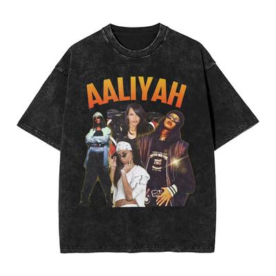 Comfort Colors Aaliyah tişörtleri Pop Hip Hop Müzik Ürün Tişört Retro 90'lar Günlük Unisex Tişört Kısa Kollu Erkek ve Kadın
