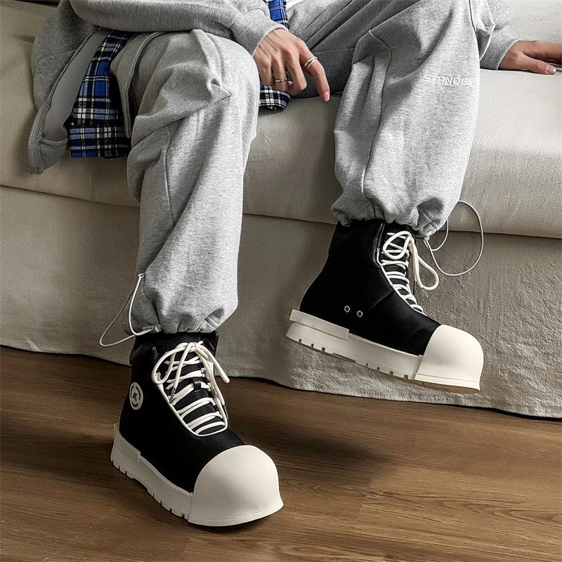 Tide shoes Mickey big head high-top shoes men and women niche black thick baseplate shoes couple height increase 7230-6230-K