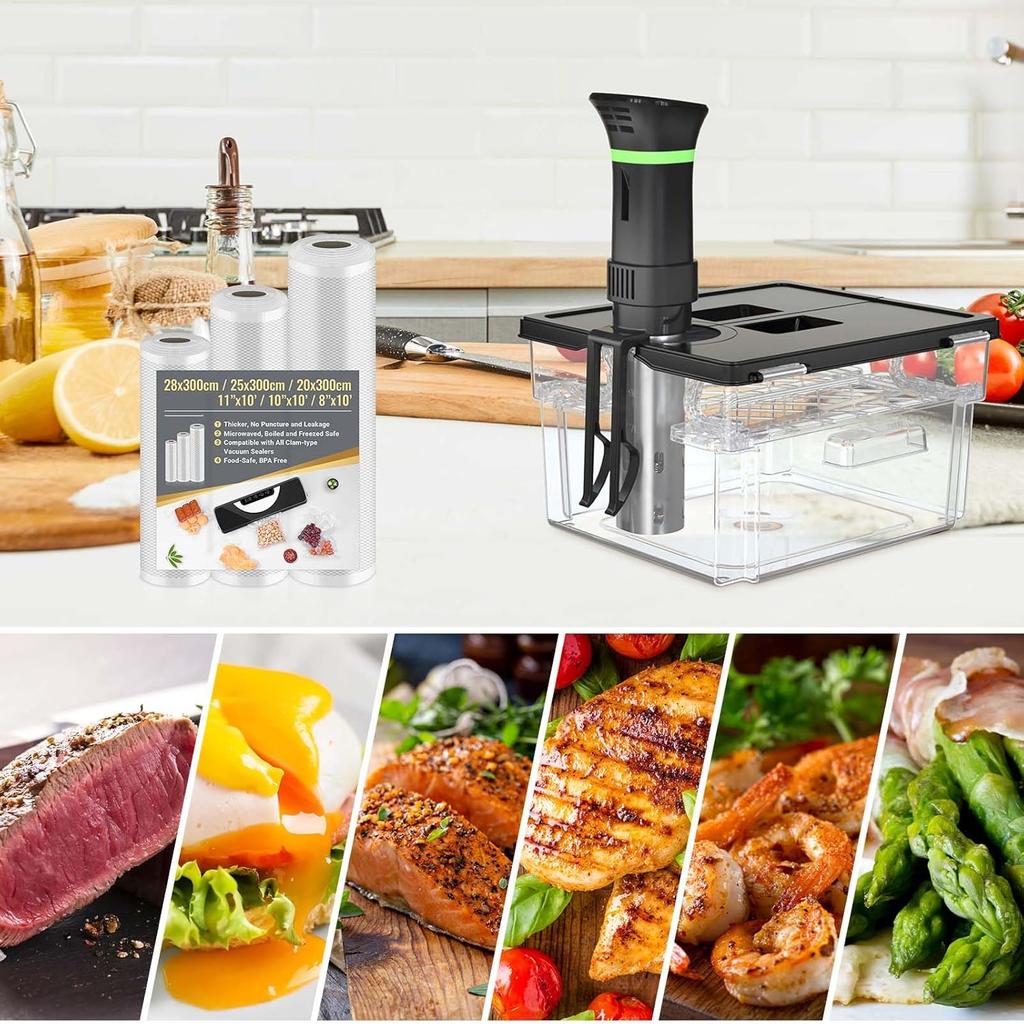 Sous Vide Container with Lid Double-Door-Opening Design 11.65 QT Sous Vide Pot Slow Cooker Container with Built- In Rack Compatible with Most