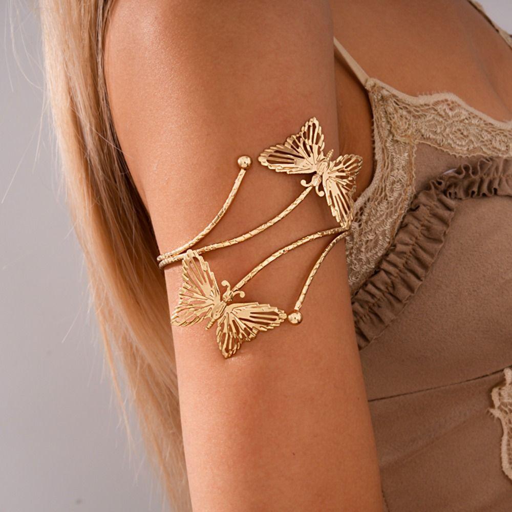 Elegant Women Arm Bracelet Spiral Armlet Jewelry Beach Jewelry Metal Open Cuff Bangle  Summer