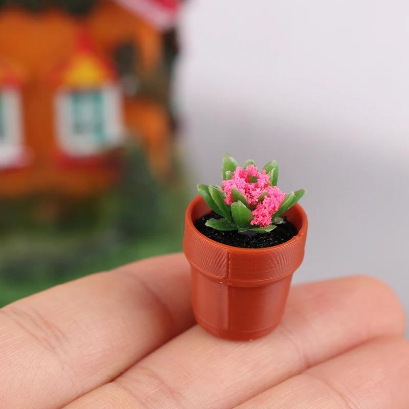 Mini Model Flower Pot Miniature VasePlant Potted ModeldiyGreen Plant Sand Table House Layout Decoration Model