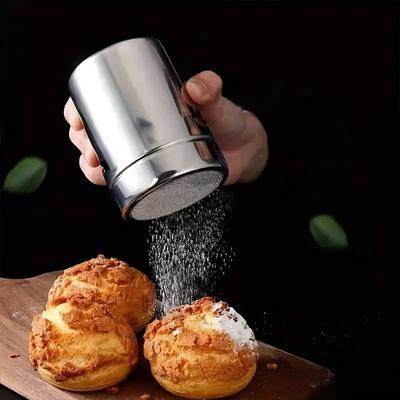 1 pièce - Shaker à café en acier inoxydable, tamis à cacao, chocolat, farine, sucre glace, filtres, spray à mousse, outils de cuisine pour gâteaux, barbecue, avec couvercle