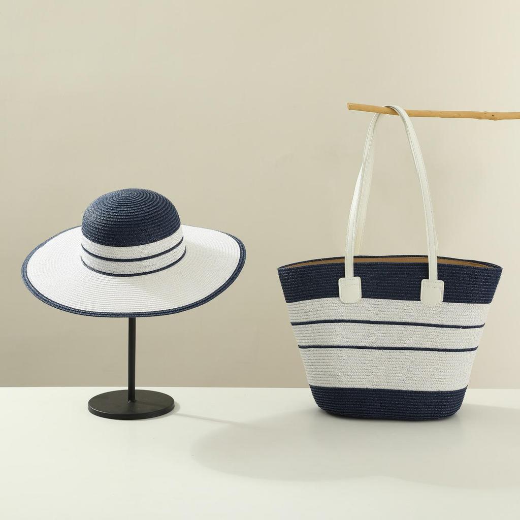 2024 Straw Woven Shoulder Bag with Hat Cover - Perfect for Summer Travel and Beach Vacations