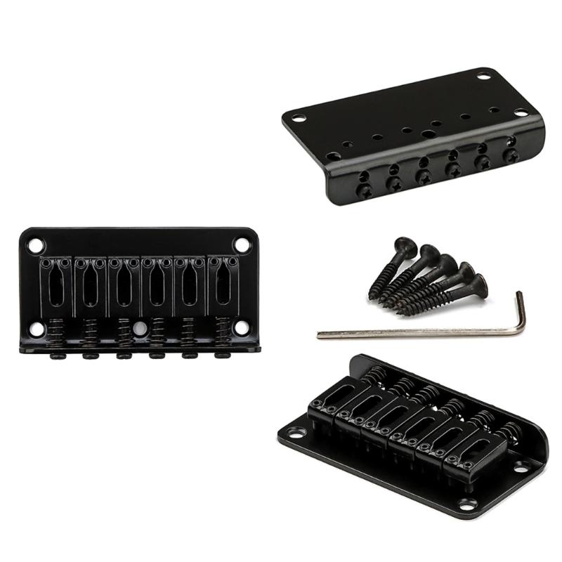 6 String Electric Guitar Bridge with Screws & Wrench Fixed Hardtail Bridge Saddle Guitar Replacement Part Easy To Use
