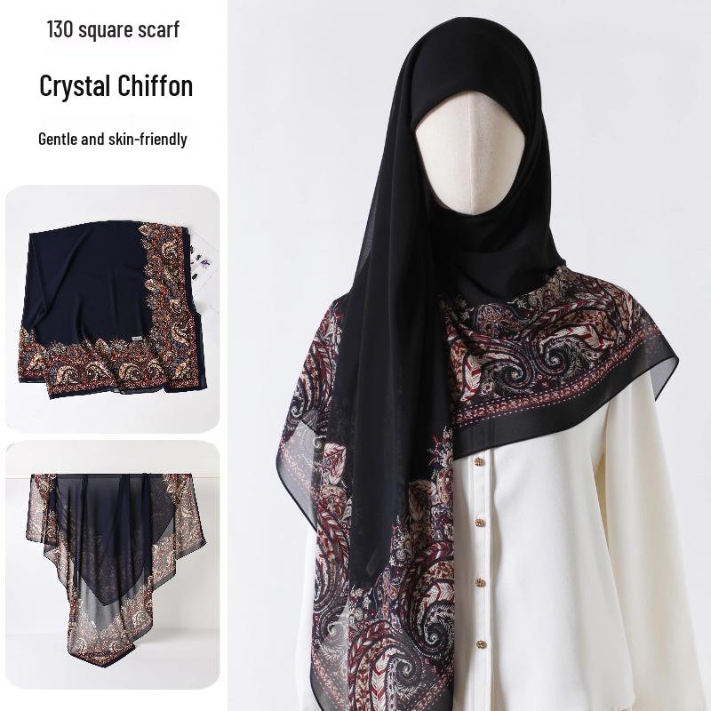 Damenmode 130x130 Seidenähnlicher Gaze Quadratischer Schal Stola - High-End, Leichtgewicht, Langer Schal