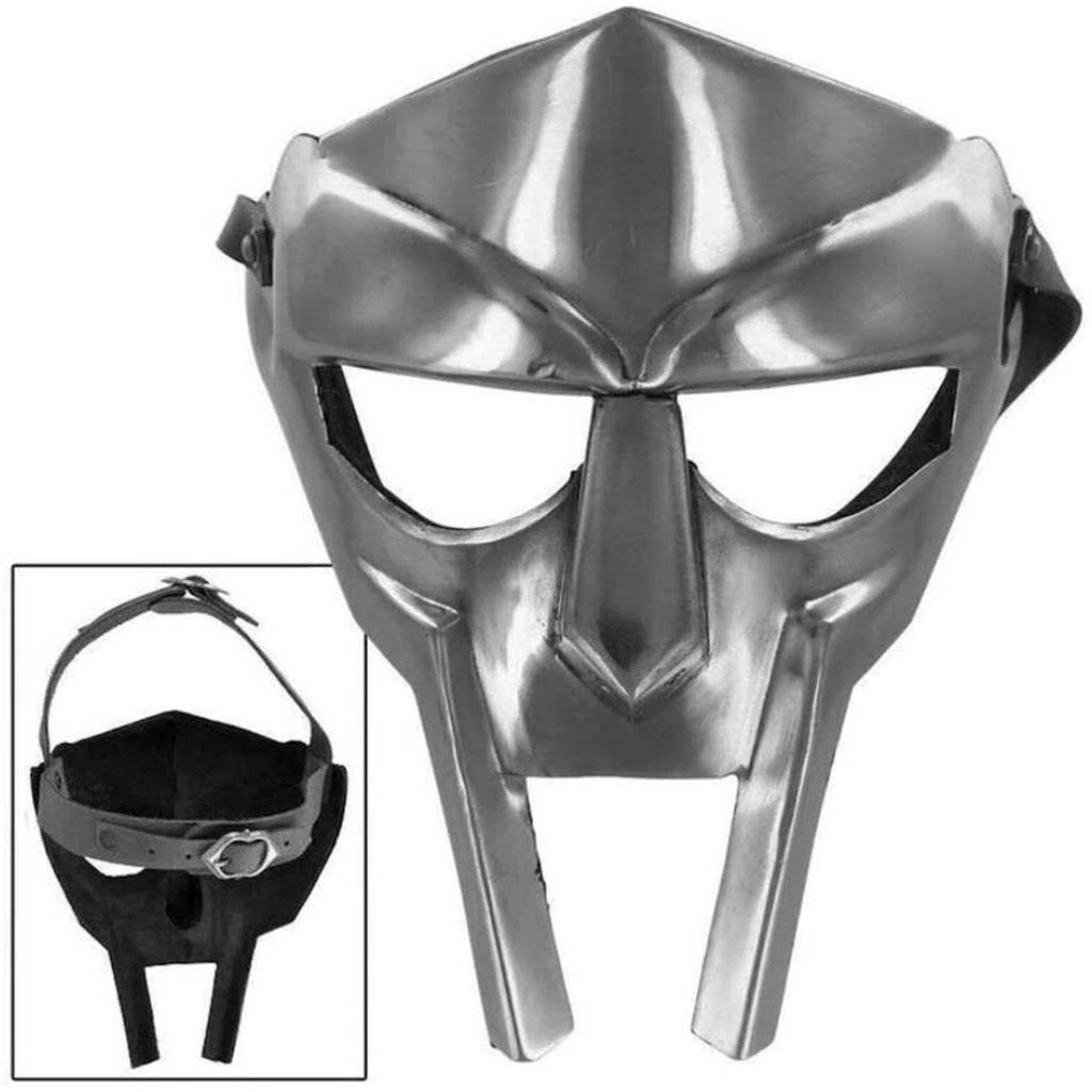 India MF DOOM Mask Mad-villain Mild Steel Face Armour Medieval Hand-Forged Doom mask Decorative Mask (Silver, Pack of 1)