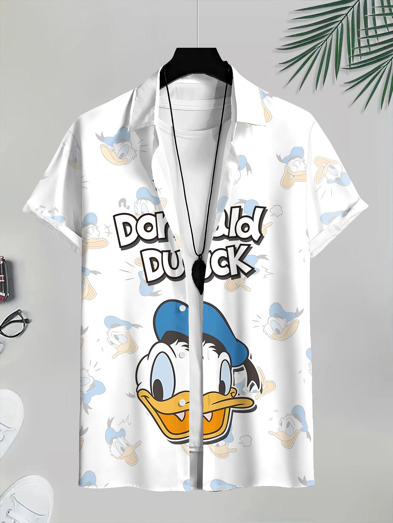 

Summer New Men s Short - Sleeve Shirt Collection: 3D Mickey Beach, 3D Donald Duck, 3D Mickey Emoji Print Assortment S