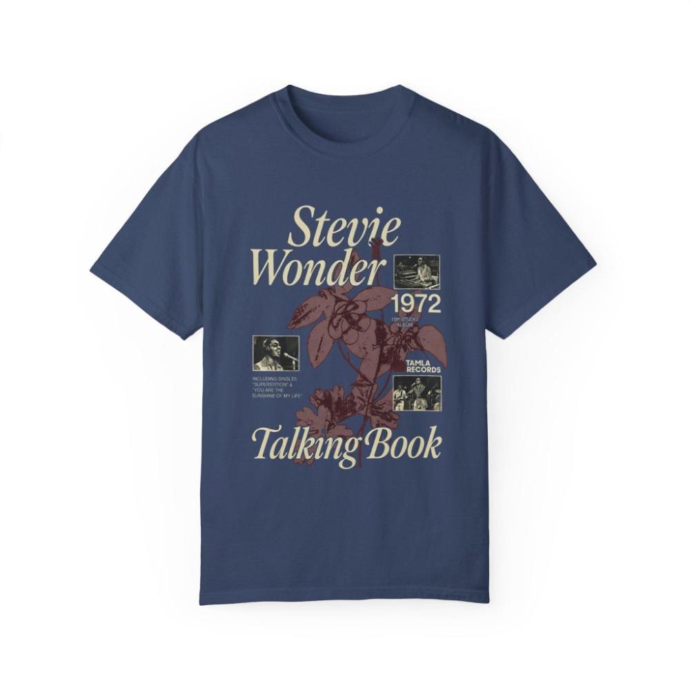 Comfort Colors Stevie Wonder 1972 Album Talking Book Graphic TShirt Pure Cotton All Seasons Couple Streetwear Top M