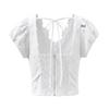 Women's French Lace V-Neck Short-Sleeve Shirt: Sweet, Slim-Fit Summer Top