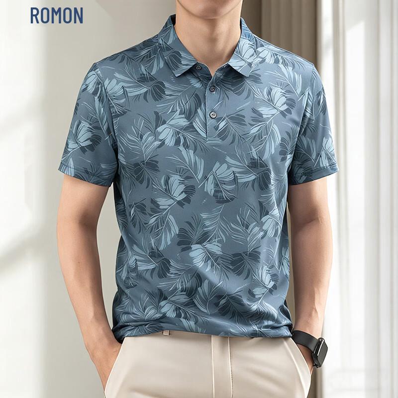 ROMON Men s Ice Silk Printed Polo Shirt L
