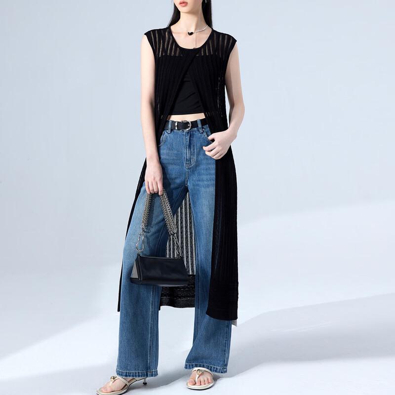 

Layered Sleeveless Hollow Knit Cape Dress M