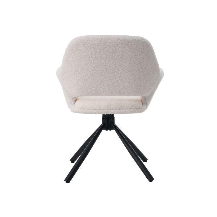Chaise pivotante - MUVOE - Set de 2 - Tissu Sherpa - Blanc - Avec accoudoirs