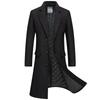 New Autumn and Winter Long Wool Blended Men's Woolen Coat Men's Business Casual Solid Color Lapel Thick Woolen Windbreaker Jacket