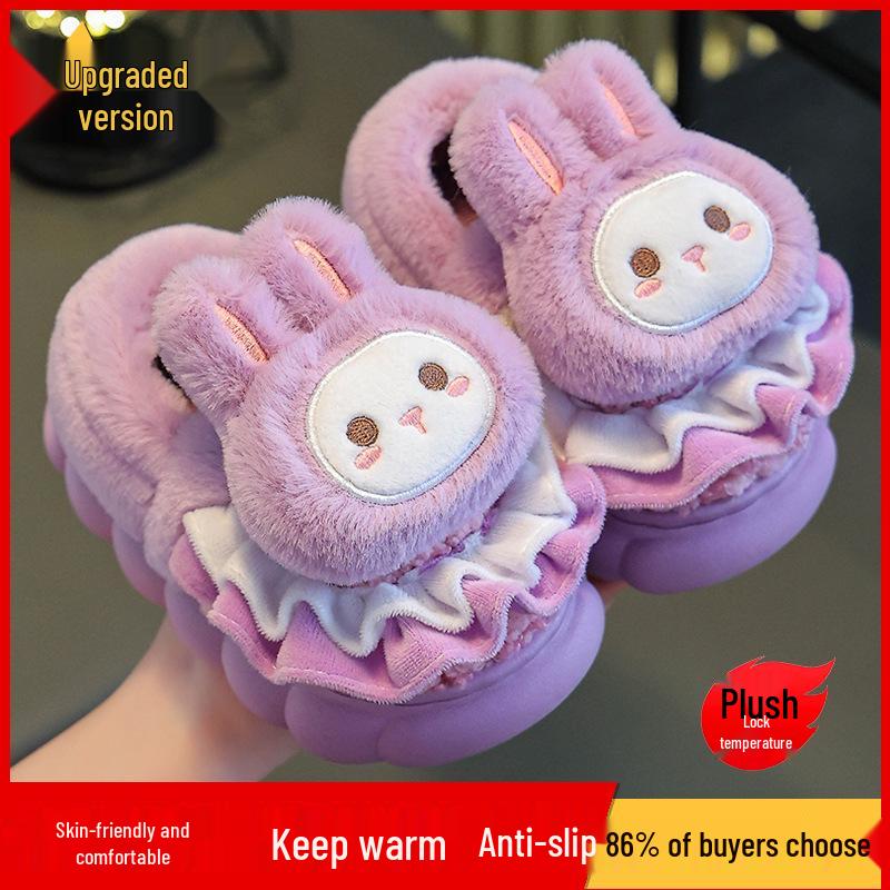 Kinder Cartoon Plüsch Baumwoll Hausschuhe: Herbst/Winter Hausschuhe für Jungen & Mädchen
