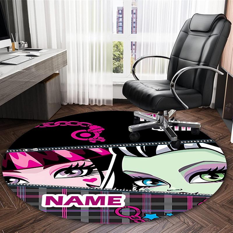 Customizable Monster High Draculaura2 Round Non-Slip Carpet - Ideal for Garden, Picnic, Office, Perfect for Decoration, Suitable For All Seasons