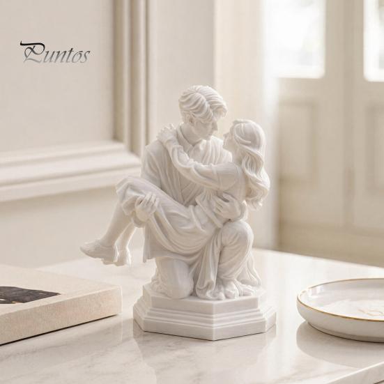 Princess And Man Sculpture 3D Printed Couple Sculpture, Kneeling Carry Figurine, Romantic Art Resin Desk Decor, Birthday Gift for Men Unique