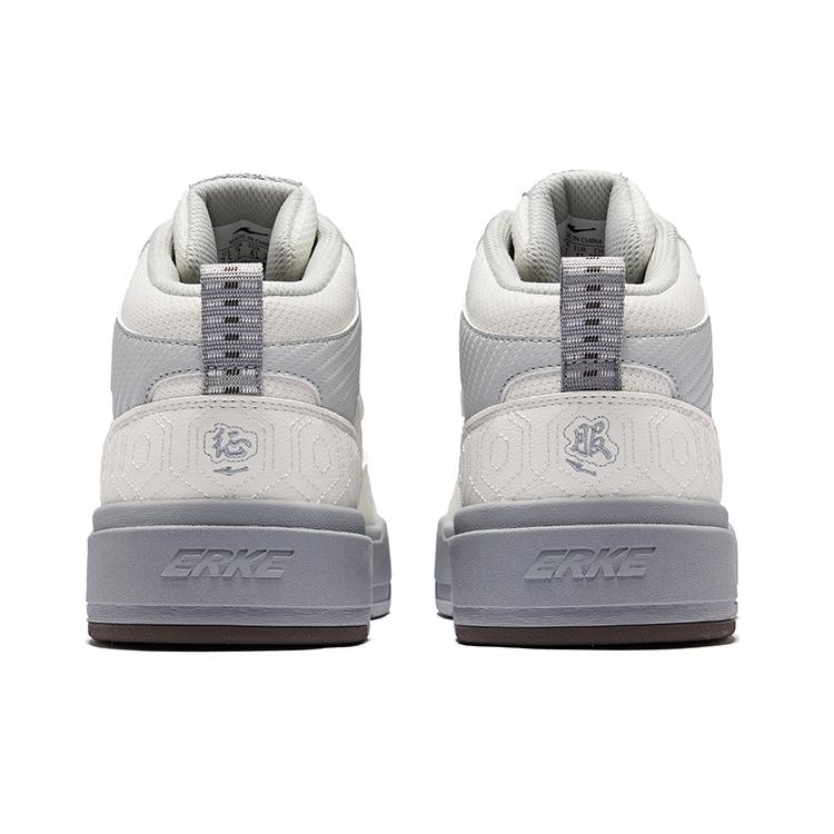 Erke Conquer 4.0 National Style Trend Non-Slip Wear-Resistant Breathable High-Top Skate Shoes Men sneaker Micro-Crystal-White Gray 51125301032-005
