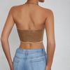 Diamond-Shaped Shiny Tube Top: Navel-Baring, Backless, Fishbone Vest