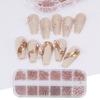 12-Grid Semi-Circular Pearl & Peach Heart Nail Art Set - Coffee Color 3D High-Gloss Accessories