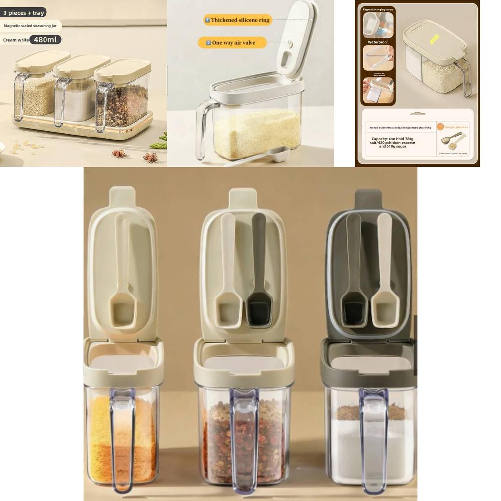Glass Salt Dispenser Jar With Sealed Lid For Kitchen Storage And Seasoning