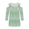Women's Casual Shirt Blouse Print V-neck Sexy Cold Shoulder 3/4 Sleeve Top