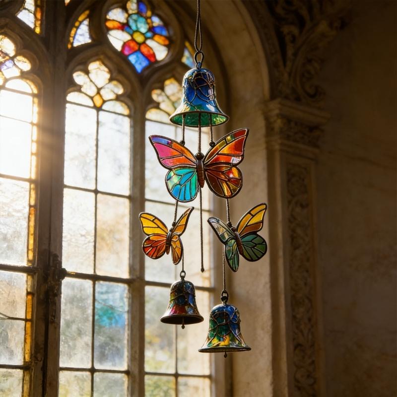 Butterfly Wind Chimes Producing Clear Tone for Balconies and Garden Creating a Peaceful Artistic Iron Design