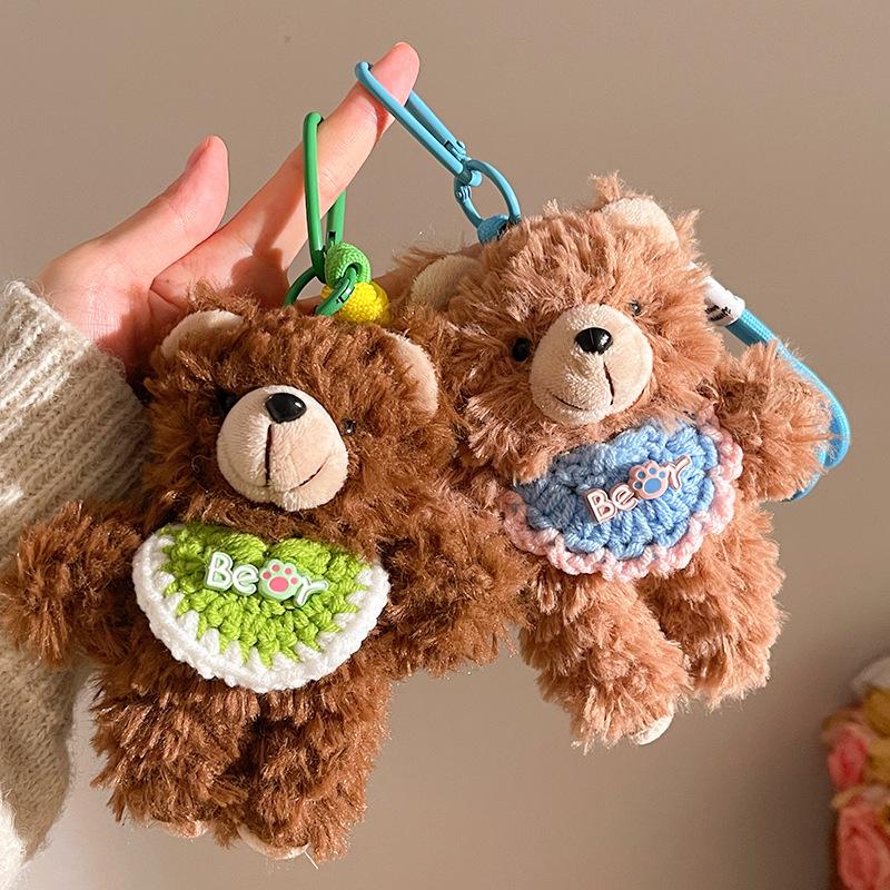 Cute Teddy Bear Plush Keychain Bag Charm Car Hanging Decor Cartoon Bear Doll Toy