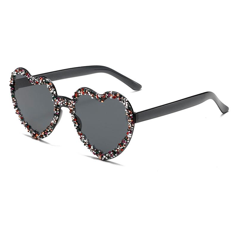 KAMMPT Rimless Heart Shaped Sunglasses with Rhinestones Women New Fashion Beach Vacation Shades Trendy Handmade Rave Sun Glasses