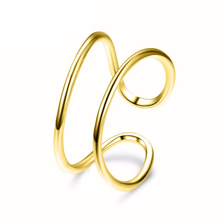 New European & American Double-Layer Open Stainless Steel Finger Ring Jewelry