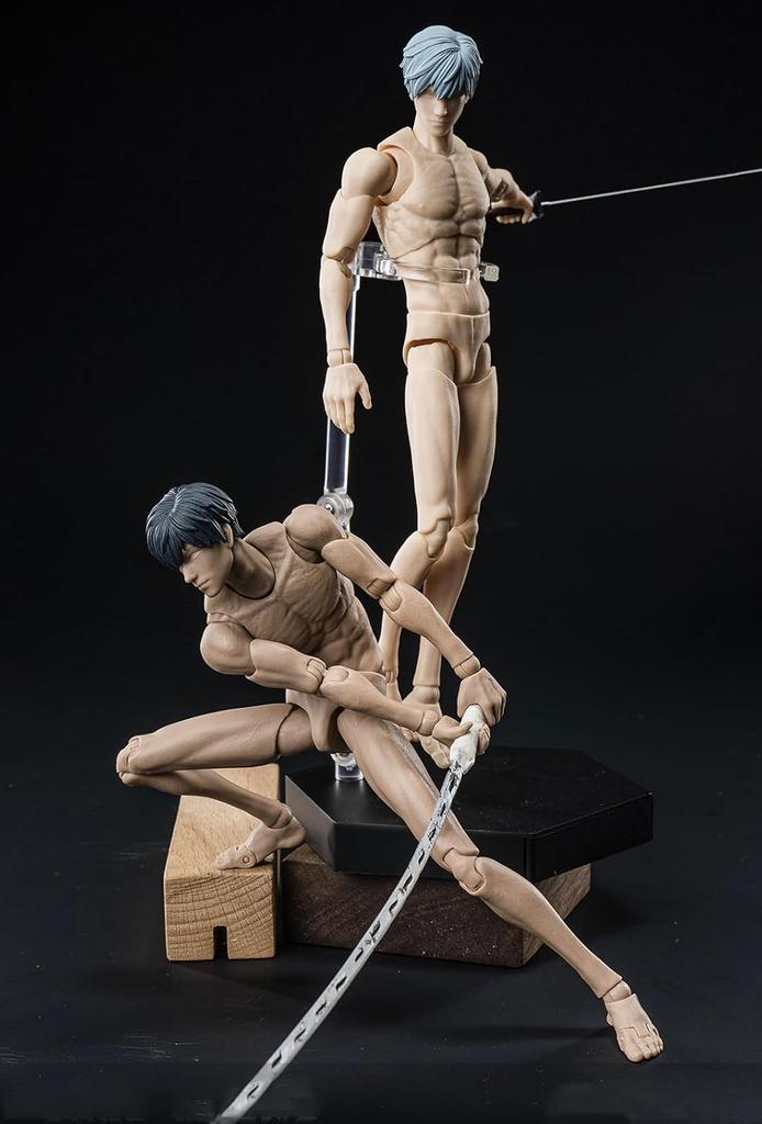 Männliche Actionfigur im Maßstab 1:12, 6-Zoll Flexible Muskulöse Verlängerte Körperfigur, Miniatur-Körperreihen mit Geformtem Kopf und Austauschbaren Teilen