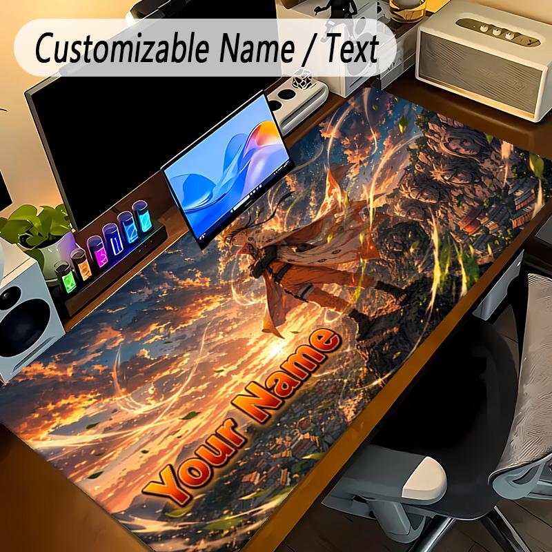 Large Mouse PadNaruto Custom Name Text Personalized Desk Mat Non Slip Gaming Pad