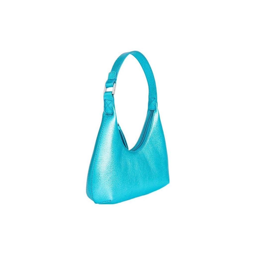 By Far Baby Amber Metallic Effect Hardware Zipper Closure Leather Underarm Bag Women Handbags Blue 22FWBASAQAMEGSMA