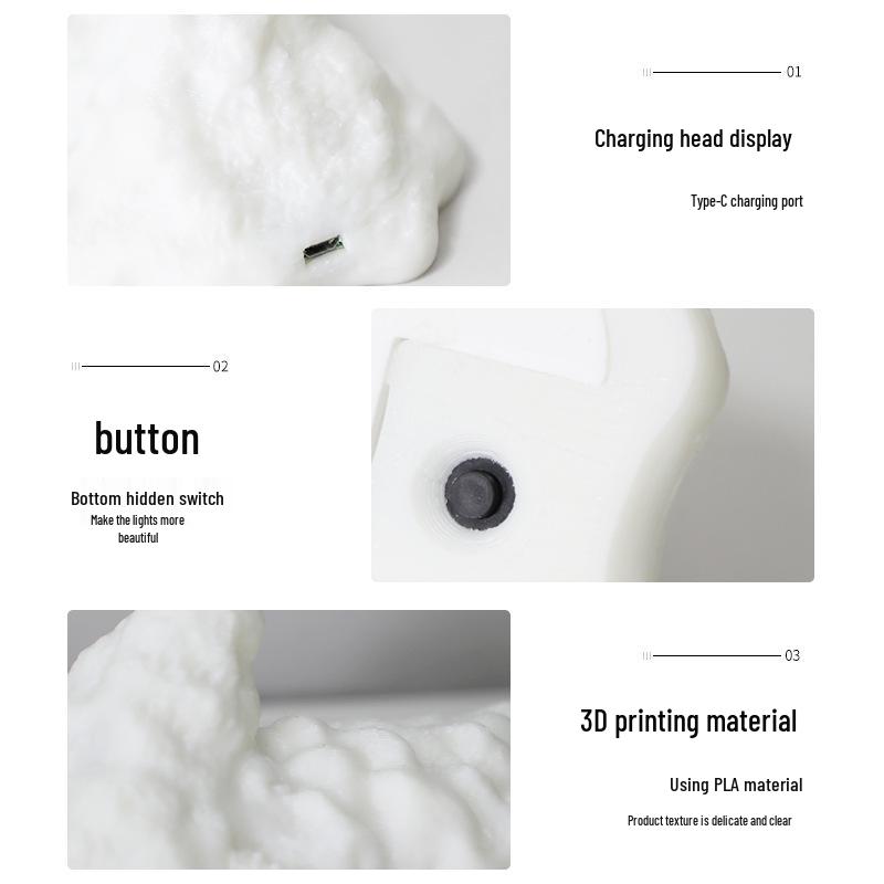 3D Printed Rocket LED Night Light - Creative Novelty Gift Ornament