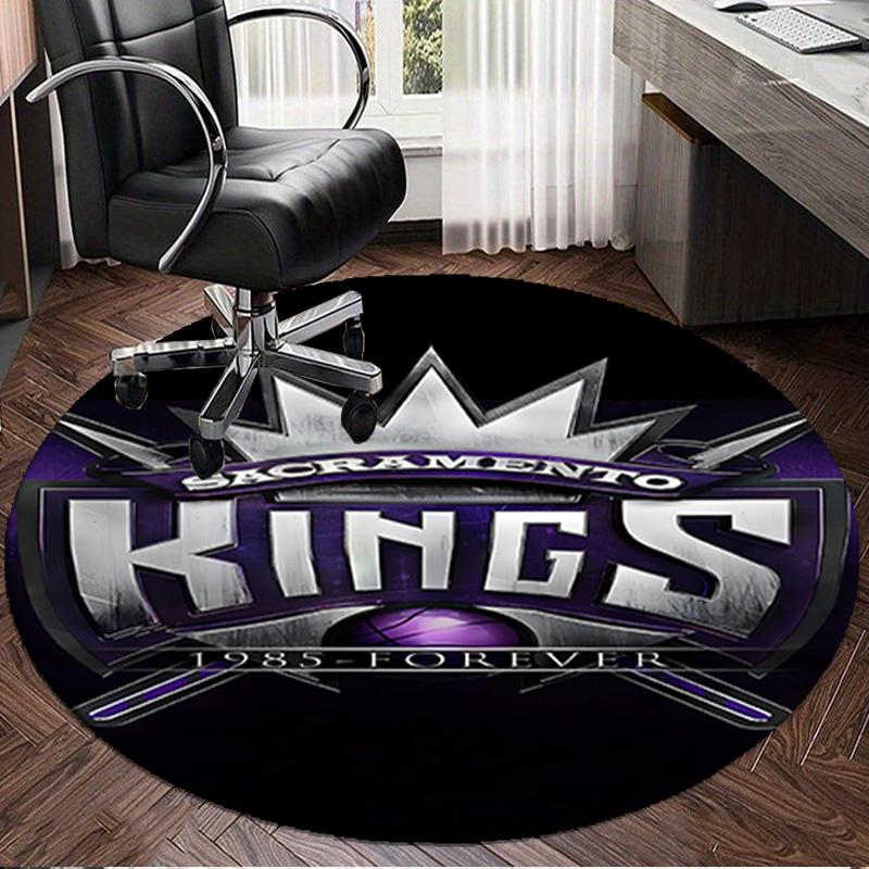 Kings Basketball Team Logo Round Rug for Livingroom,Bedroom, Palyroom, Chair Rug, Area rug, Circle Carpet, Large Size Fan Christmas gift