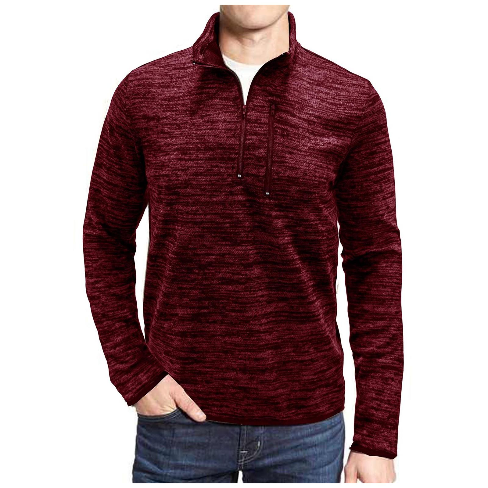 

И зимняя новая мужская футболка с высоким воротником, иностранная торговля, длинный рукав, 1/4 молния, уличная рубашка XL винный