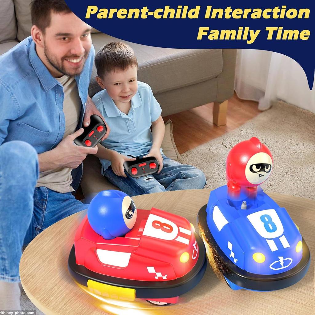 Remote Control Bumper Cars Set of 2, RC Ejecting Bumper Car with Light & Sound, RC Battle Race Vehicles Toddlers Toys, Christmas Birthday Gifts for